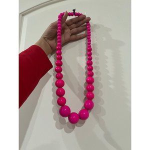 Hot pink bead necklace big chunky fat large long bright pink necklace